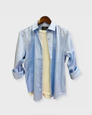 A Blue Cotton Shirt with Dotted pattern print